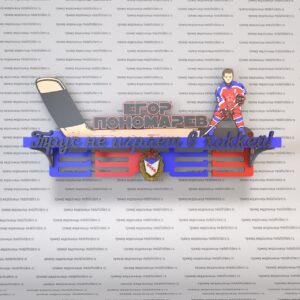 Медальница для хоккеиста с полкой финальный рендер